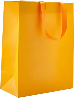 PTP BAGS Mango Matte 10" x 5" x 13" Tote Bags [Pack of 100] Reusable Manhattan Kraft Paper Gift Bags