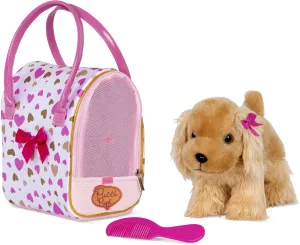 Pucci Pups - Gold & Pink Heart Print Glam Bag w/Cocker Spaniel, 8 inches