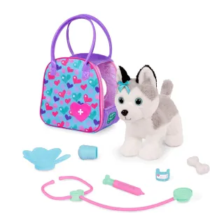 Pucci Pups – Plush Husky – Stuffed Animal – Carrier Bag – Stethoscope, Cast & More – Kids 3 Years   – Husky & Vet Care Carrier