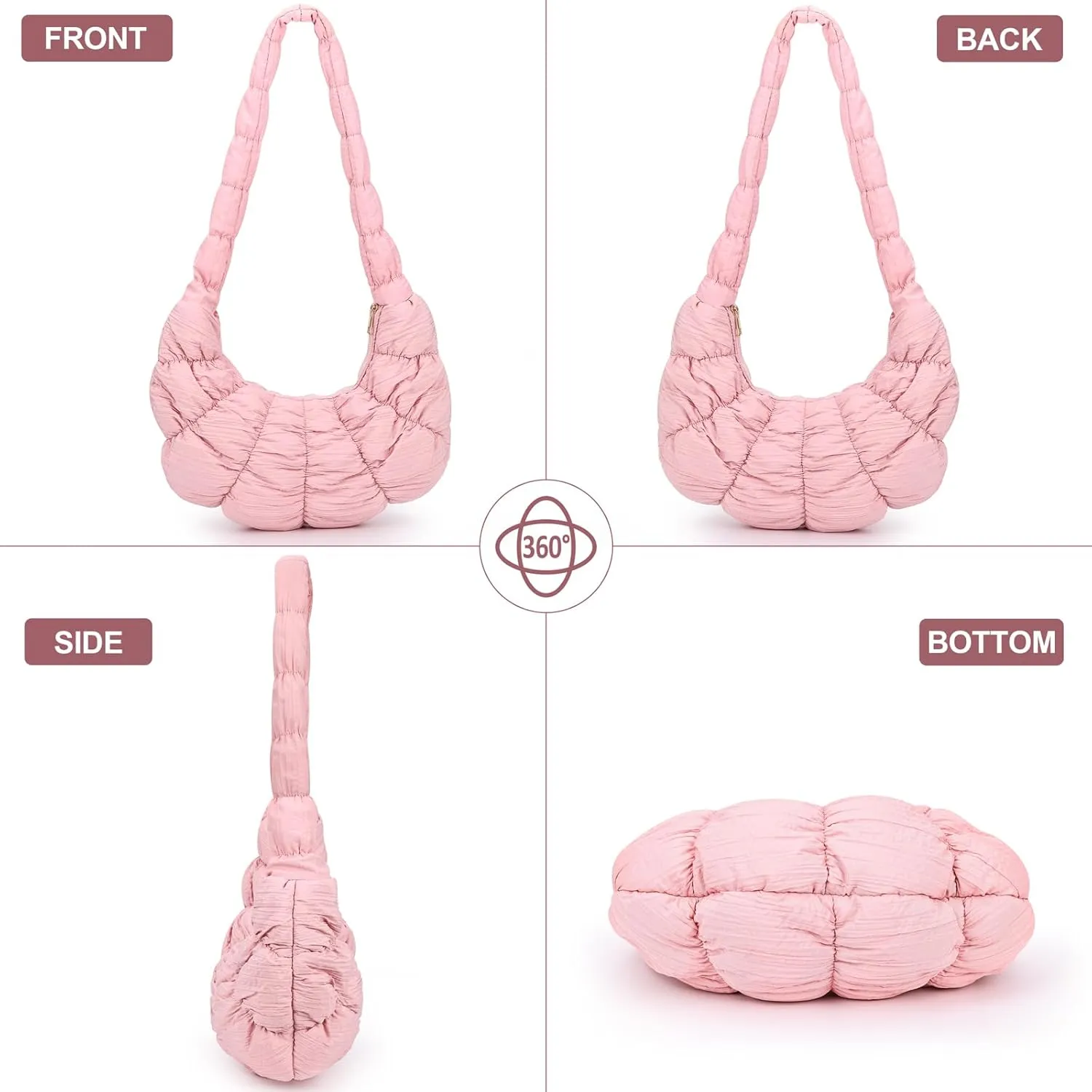 Puffer Crossbody Bags for Women Luna Hobo Bags Quilted Carryall Shoulder Bag