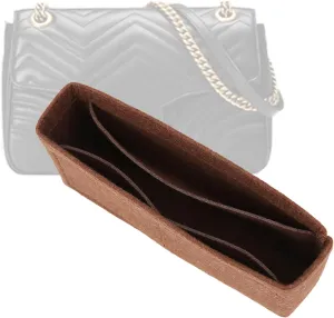 Purse Organizer Insert Felt With Pockets, Mini Handbag Tote Shaper for GG Marmont Matelasse Shoulder Bag, Turn Your Purse Into A Crossbody (Brown, Medium)
