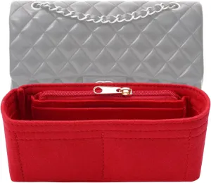 Purse Organizer Insert for Chanel Classic Flap mini Bag Organizer Insert Handbag (Red, Mini)