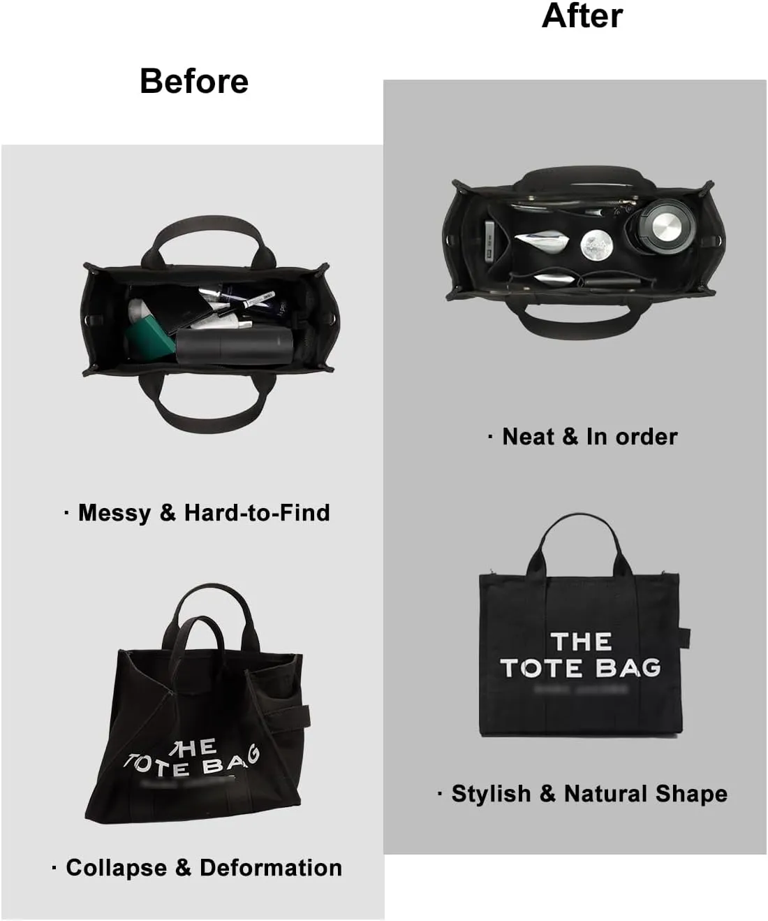 Purse Organizer Insert For Handbags, Felt Tote Bag Organizer Insert, Handbag Organizer, Compatible with Neverful Speedy and More, 6 Size