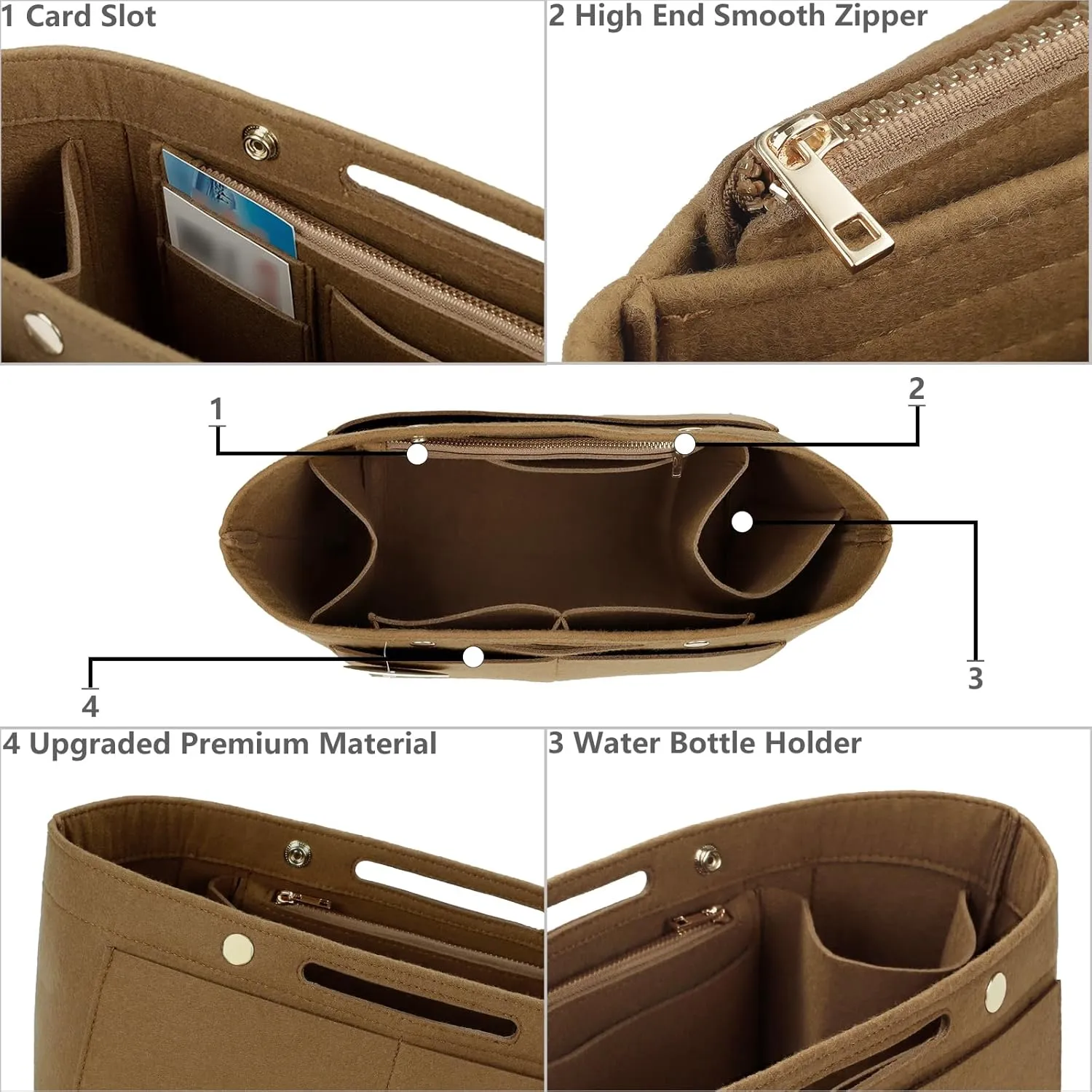 Purse Organizer Insert For Handbags, Felt Tote Bag Organizer Insert, Handbag Organizer, Compatible with Neverful Speedy and More, 6 Size