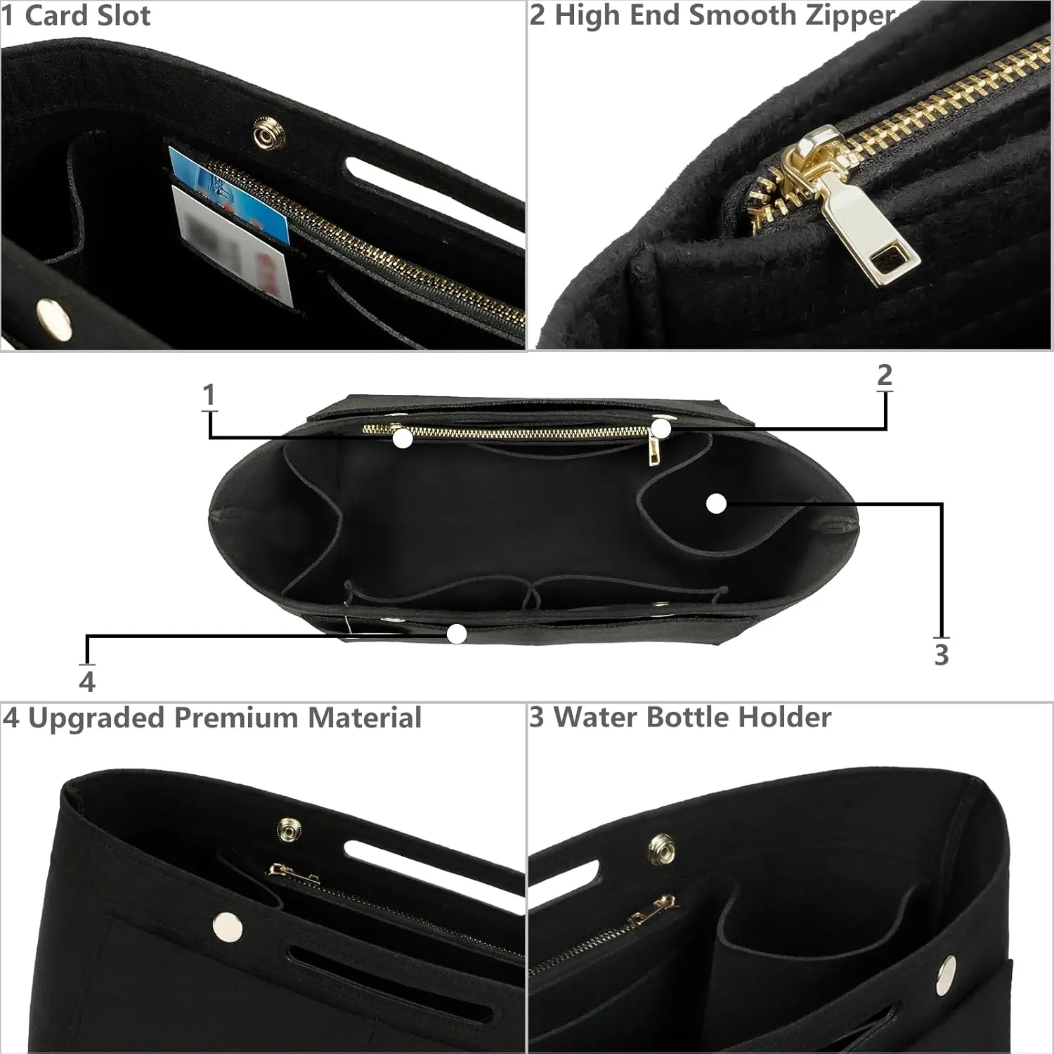 Purse Organizer Insert For Handbags, Felt Tote Bag Organizer Insert, Handbag Organizer, Compatible with Neverful Speedy and More, 6 Size