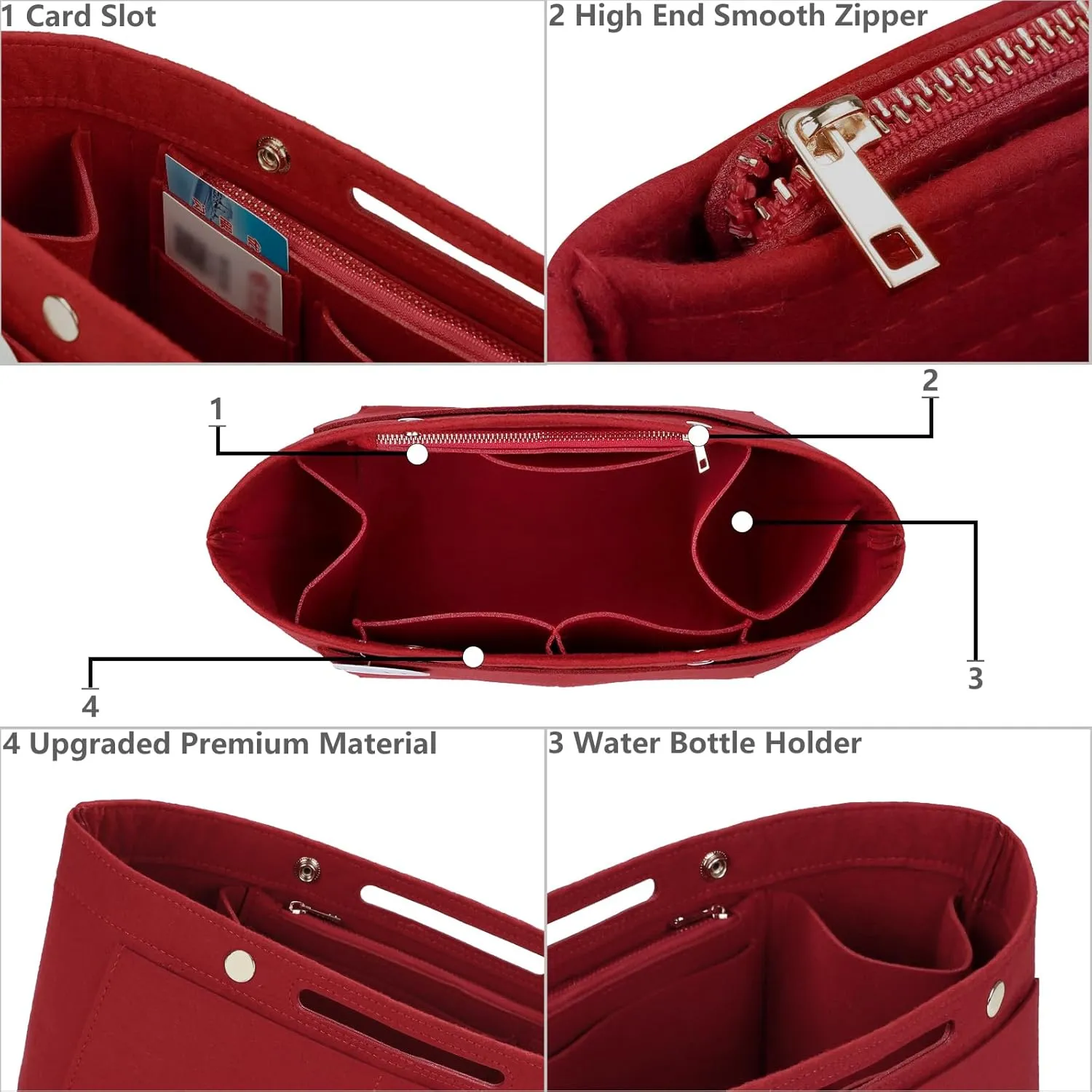 Purse Organizer Insert For Handbags, Felt Tote Bag Organizer Insert, Handbag Organizer, Compatible with Neverful Speedy and More, 6 Size