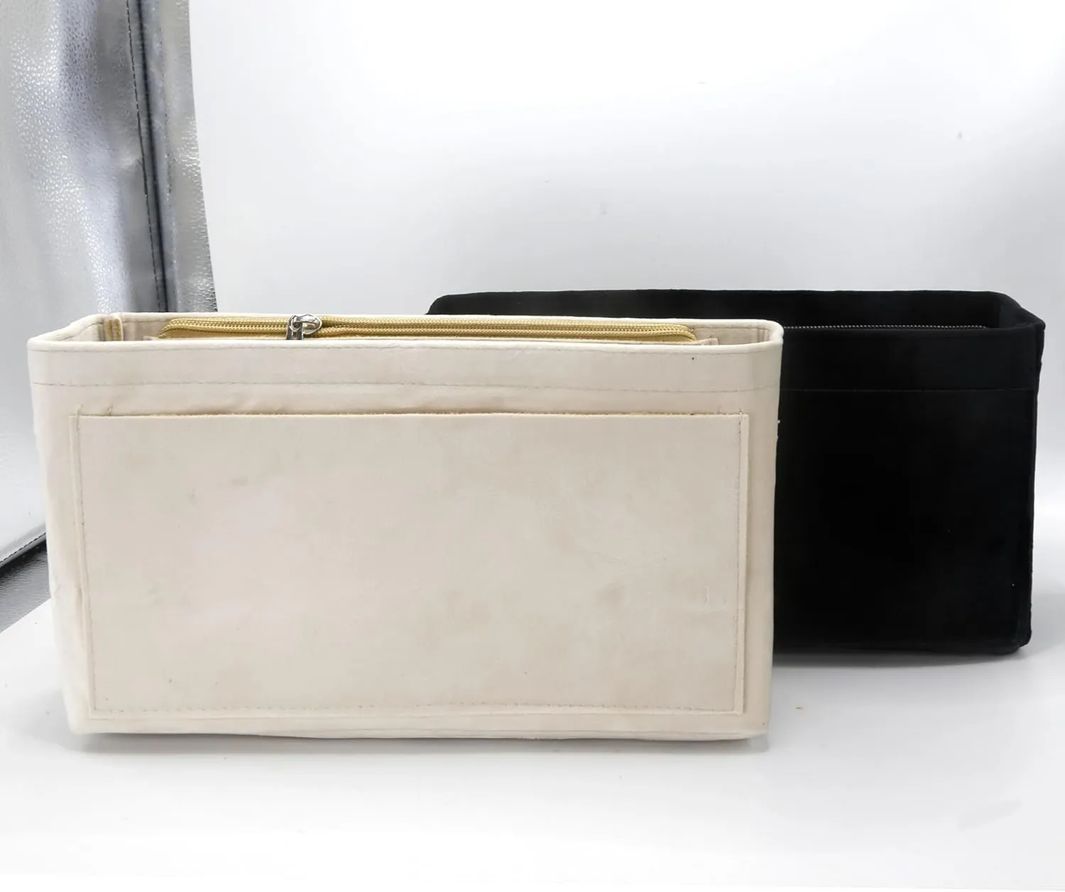 Purse Organizer Insert, Suede Bag Organizer Handbag Tote Shaper, Suede Material, Soft and Non Damaging Bag (Beige, Large)