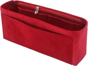 Purse Organizer Insert, Suede Bag Organizer Handbag Tote Shaper, Suede Material, Soft and Non Damaging Bag (Slender Large,Red)