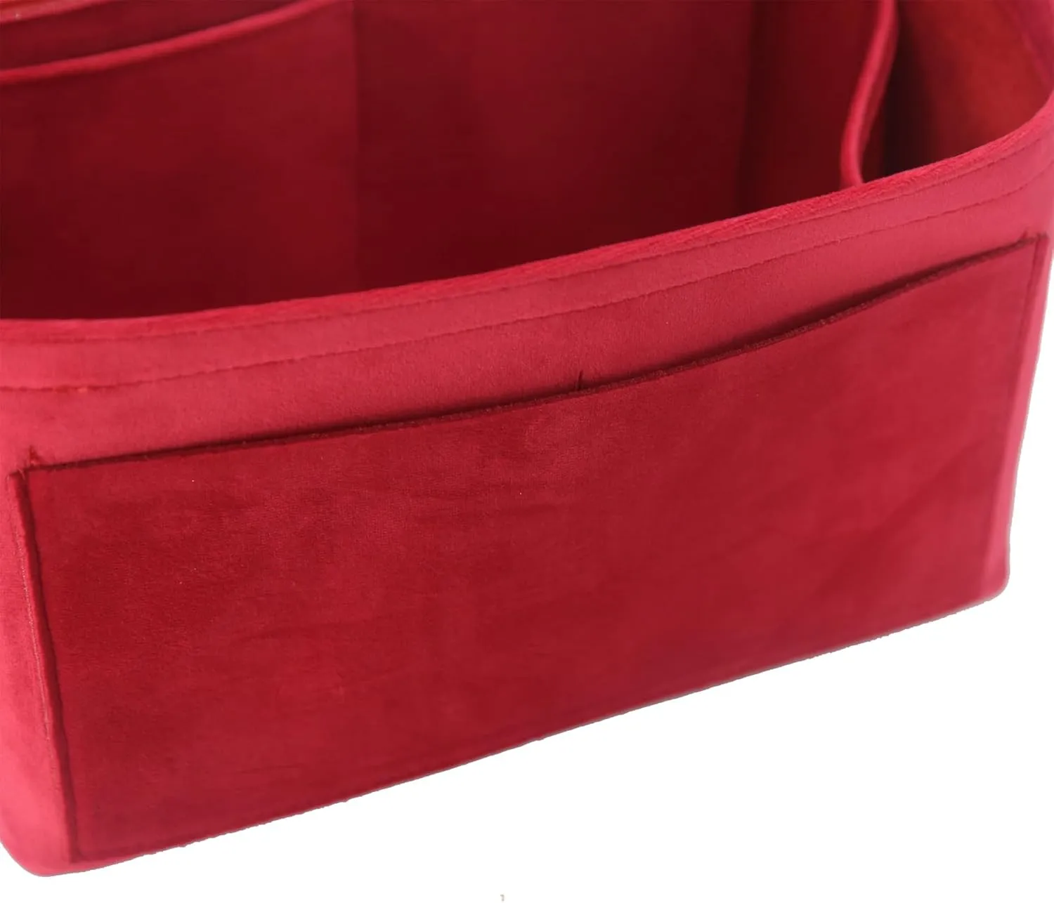 Purse Organizer Insert, Suede Bag Organizer Handbag Tote Shaper, Suede Material, Soft and Non Damaging Bag (Slender Large,Red)