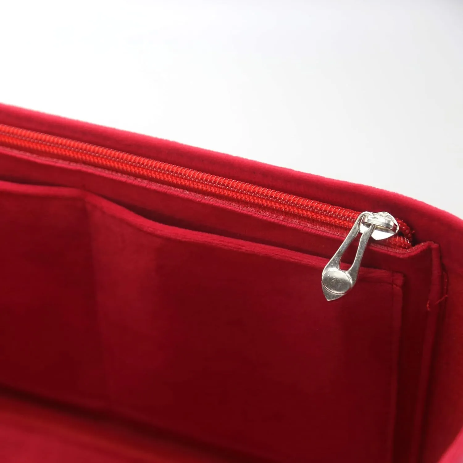 Purse Organizer Insert, Suede Bag Organizer Handbag Tote Shaper, Suede Material, Soft and Non Damaging Bag (Slender Large,Red)