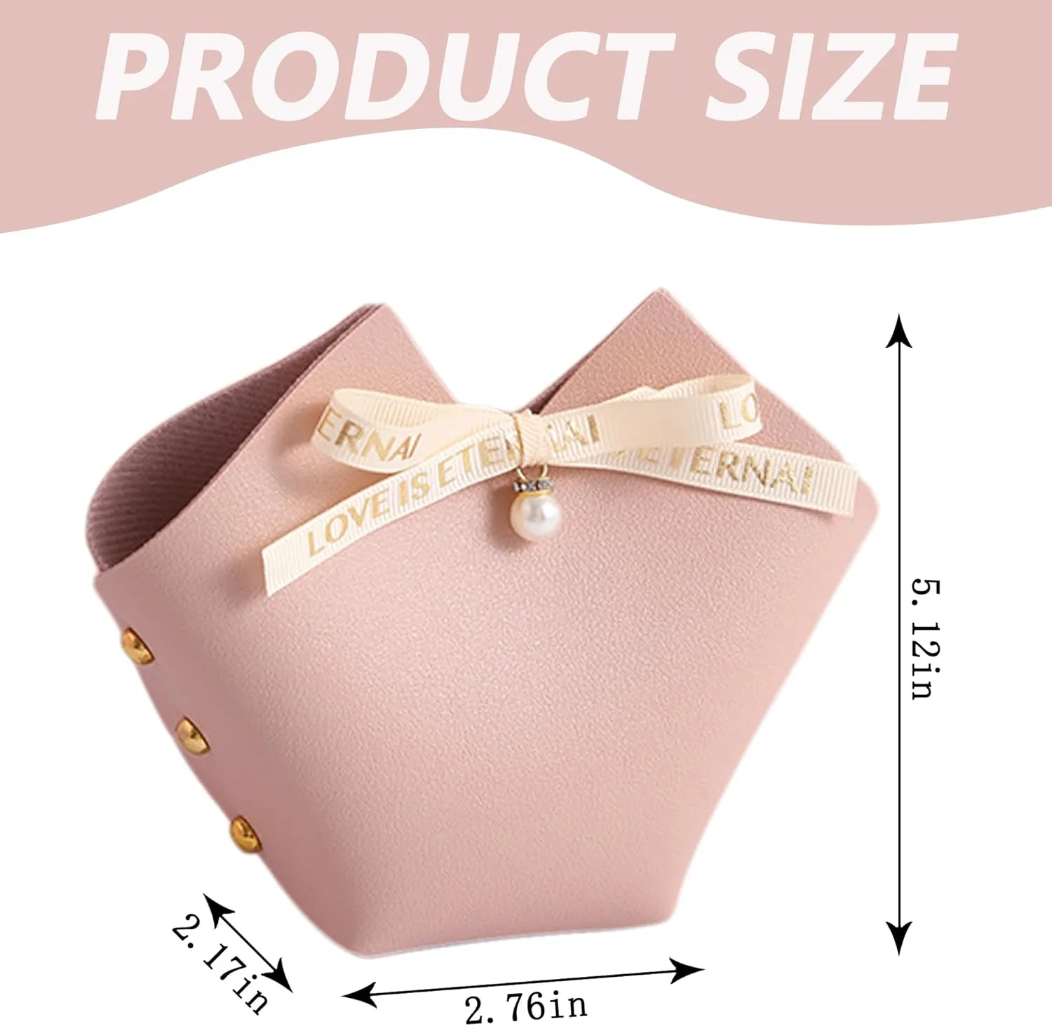 qczoyp 10 Pack Leather Bowknot Gift Boxes: Party Favor Bag Candy Gift Party Favor Boxes, Mini Gift Bags with Handles, Reusable Gift Bag for Baby Showers Wedding Christmas Valentines's Day (Pink)