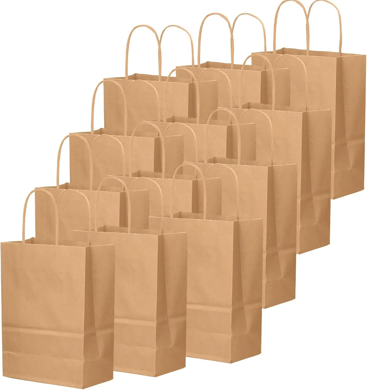 qiqee 100-Packs Brown Paper Gift Bags with Handles Bulk Assorted Sizes(33pcs Large 13", 33pcs Medium 11", 34pcs Small 8")
