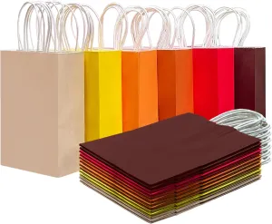 qiqee 30PCS Medium Gift Bag with Handles Bulk 11"x5"x8" Gift Bags 6 Different Red ＆ Yellow Color Bags Multiple Uses (Medium Size)