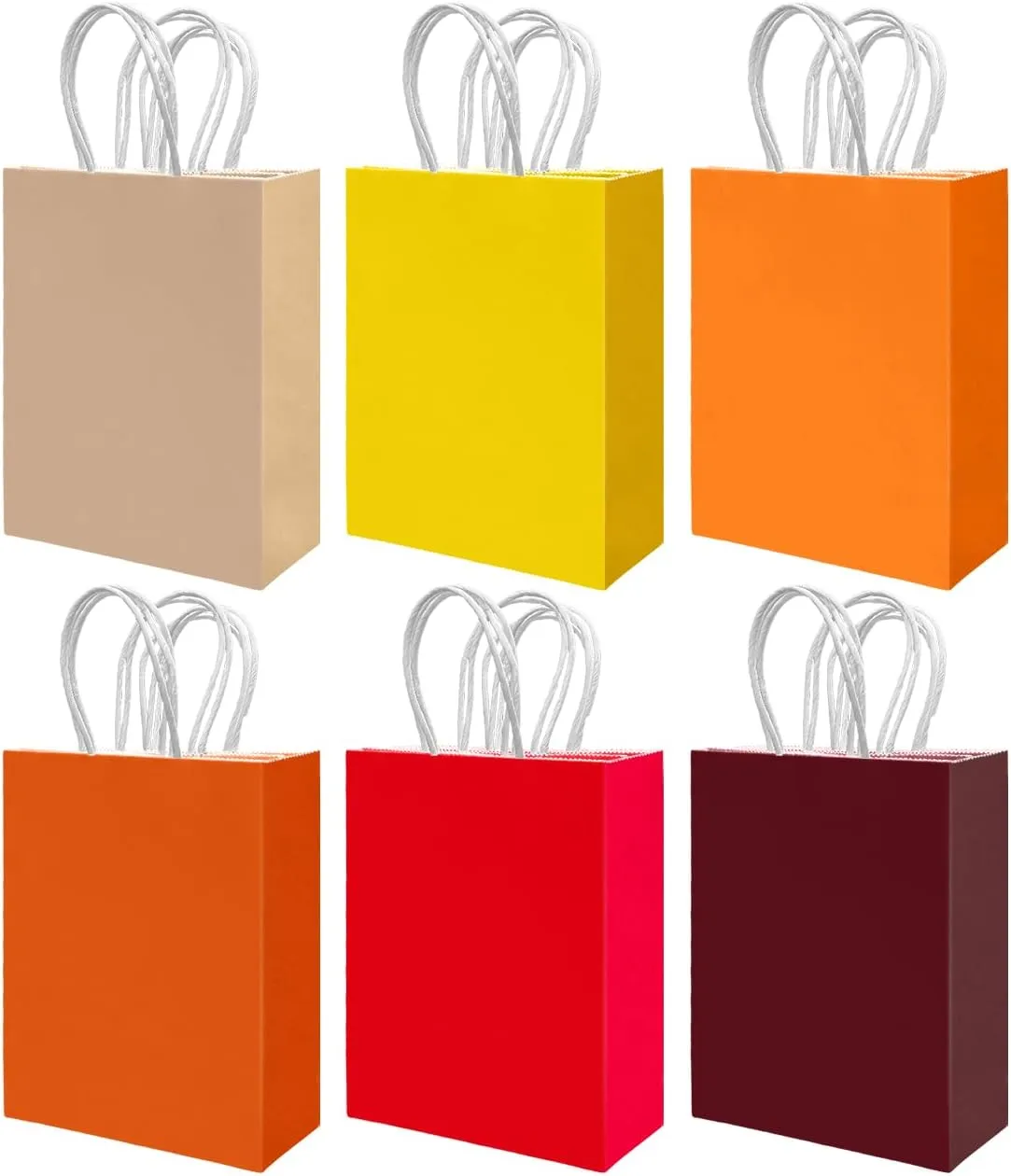 qiqee 30PCS Medium Gift Bag with Handles Bulk 11"x5"x8" Gift Bags 6 Different Red ＆ Yellow Color Bags Multiple Uses (Medium Size)