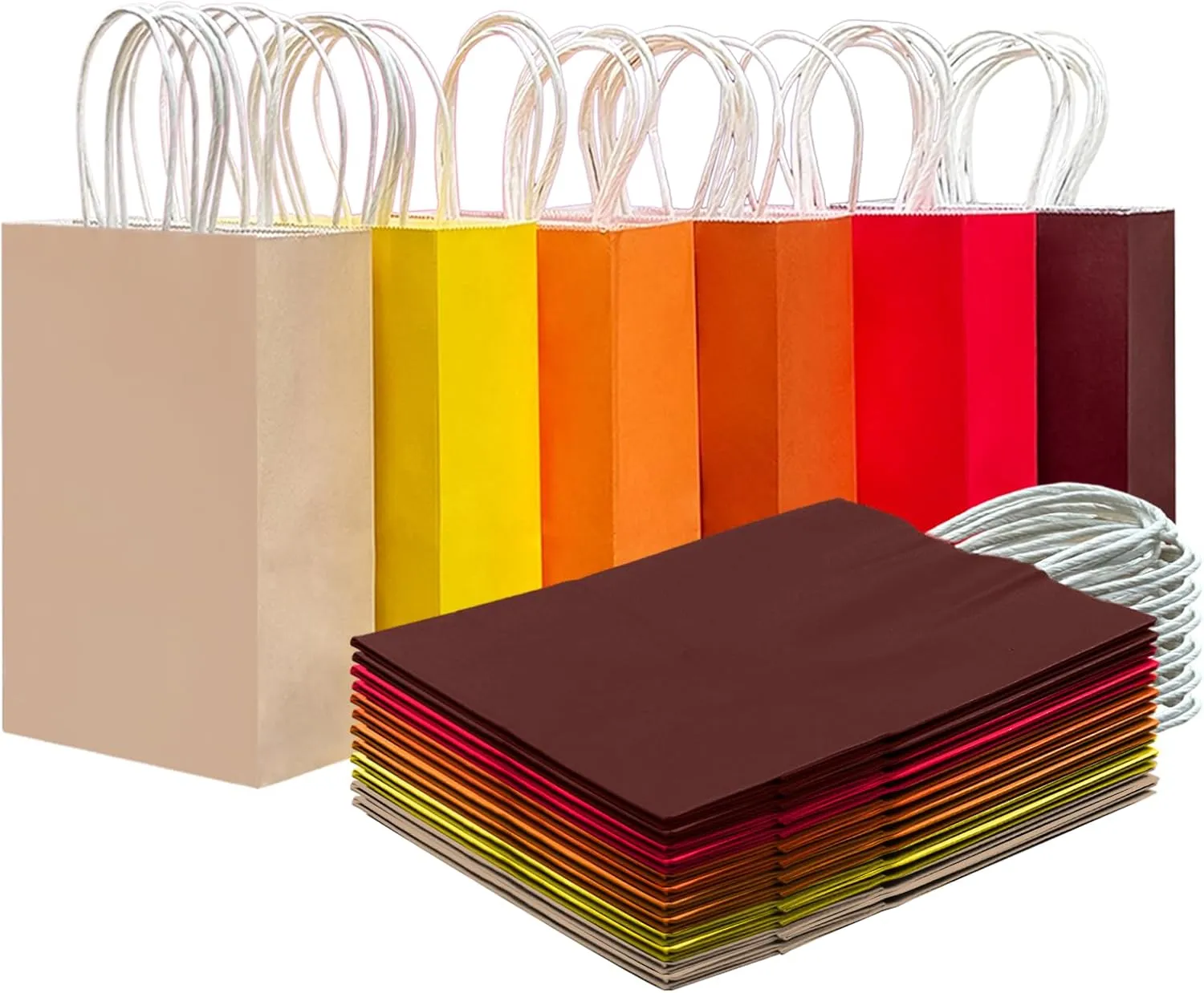 qiqee 30PCS Medium Gift Bag with Handles Bulk 11"x5"x8" Gift Bags 6 Different Red ＆ Yellow Color Bags Multiple Uses (Medium Size)