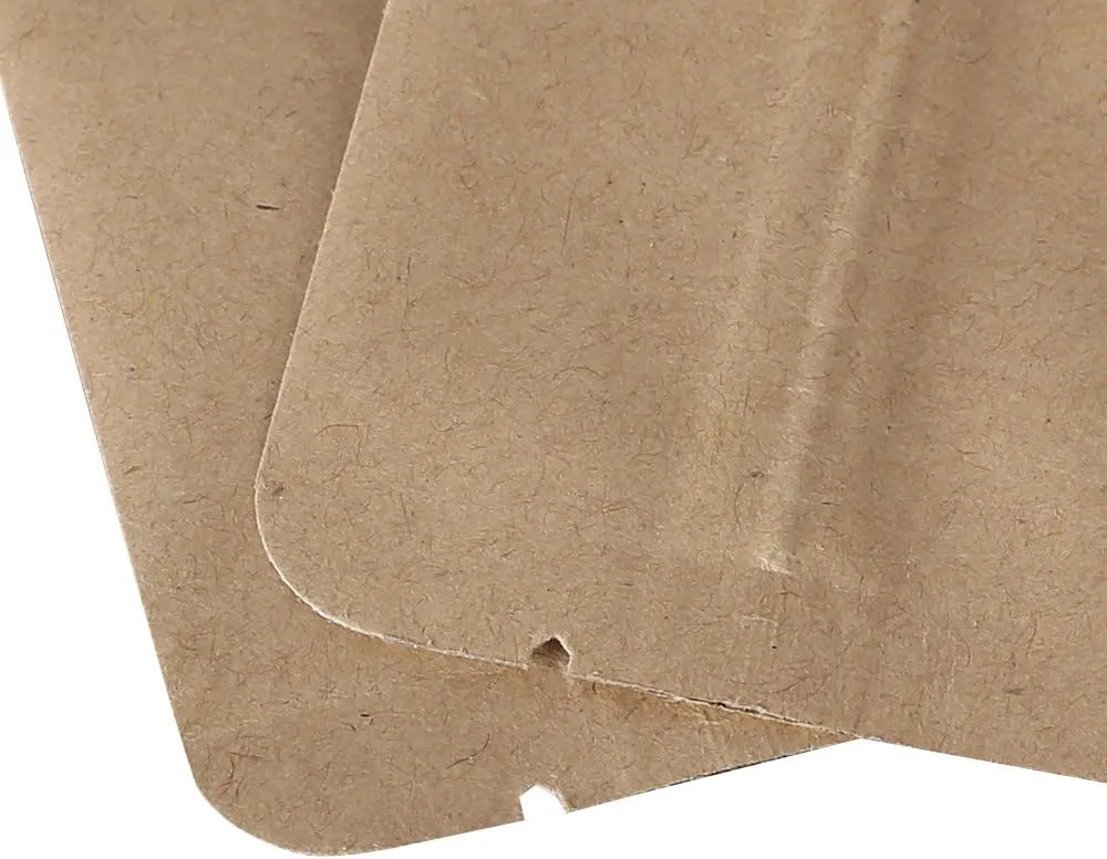 QQ Studio Resealable Kraft Mylar Heat Sealable Bags (100 Bags) (Brown Zipper, 3.5" x 5.5" (8.8cm x 14cm)