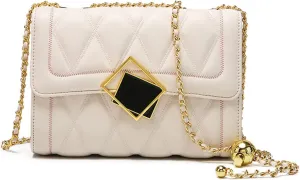 Quilted Crossbody Bags for Women White Crossbody Bags White Quilted Purse Small Cellphone Shoulder Bags