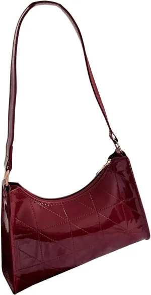 QWINEE Women's Artificial Patent Leather Tote - Square, Satchel, Ladies Shoulder Totes, Crossbody Bags