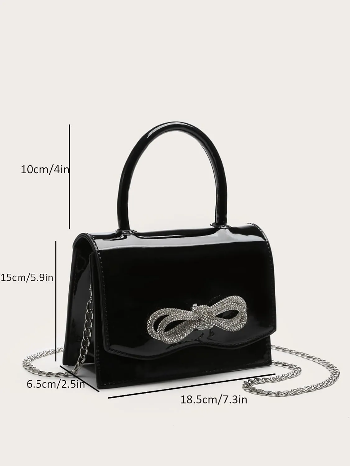 QWINEE Women's Glitter Rhinestone Bow Decor Clutch Purse Prom Bags Sparkle Mini Square Handbags