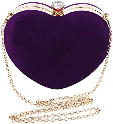 Reberomantic Heart Shaped Evening Purse Velvet Clutch Purse Solid Evening Bag