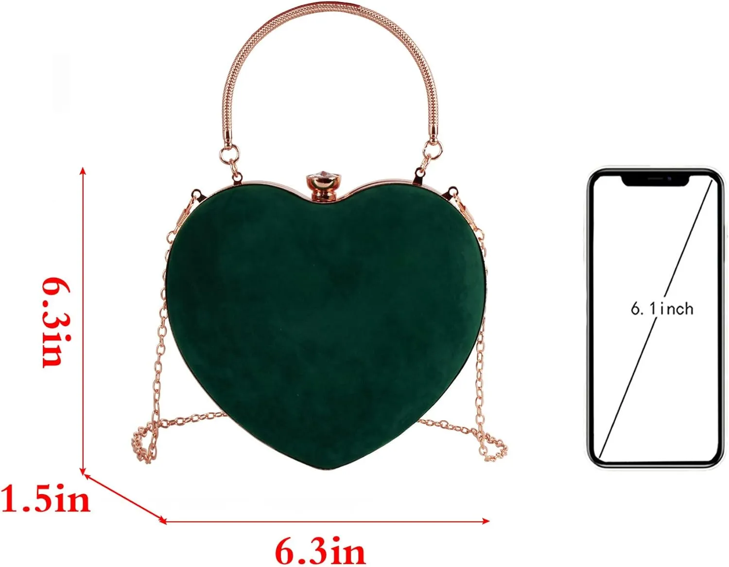 Reberomantic Heart Shaped Evening Purse Velvet Clutch Purse Solid Evening Bag