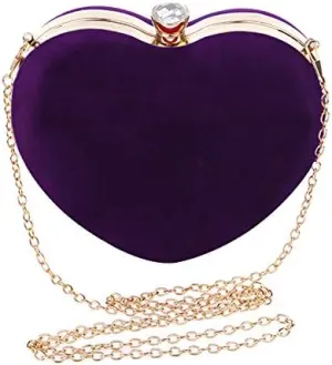 Reberomantic Heart Shaped Evening Purse Velvet Clutch Purse Solid Evening Bag