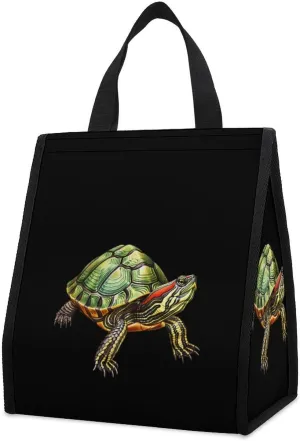 Red Eared Slider Turtle Lunch Bag for Adults Reusable Insulated Lunch Box Cooler Lunch Tote Bag for Work Travel Picnic