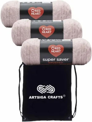 Red Heart Super Saver Brushed Dusty Pink E309-5071 (3-Skeins - Same Dye Lot) Worsted Medium #4 Acrylic Yarn for Crocheting and Knitting with Project Bag