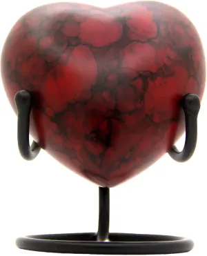 Red Heart Urn - Mini Ash Urn Red with Display Stand - Small Handcrafted Cremation Urn for Ashes - Perfect for Adults & Infants - Tribute to Unseen Unheard but Always Near