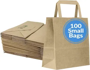 Reli. 100 Pack | 7"x3.15"x8" | Small Brown Paper Bags w/Handles | Kraft Paper Shopping, Brown Kraft Bag for Retail, Merchandise, To Go, Parties