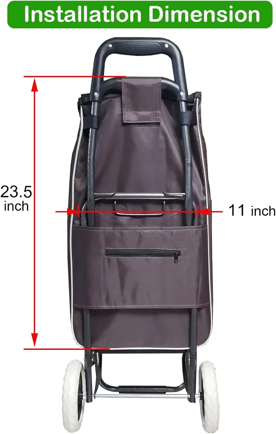 Replacement Bag for Shopping Cart - Waterproof Trolley Bags, 11.8inx7.5inx21.6in (Brown)