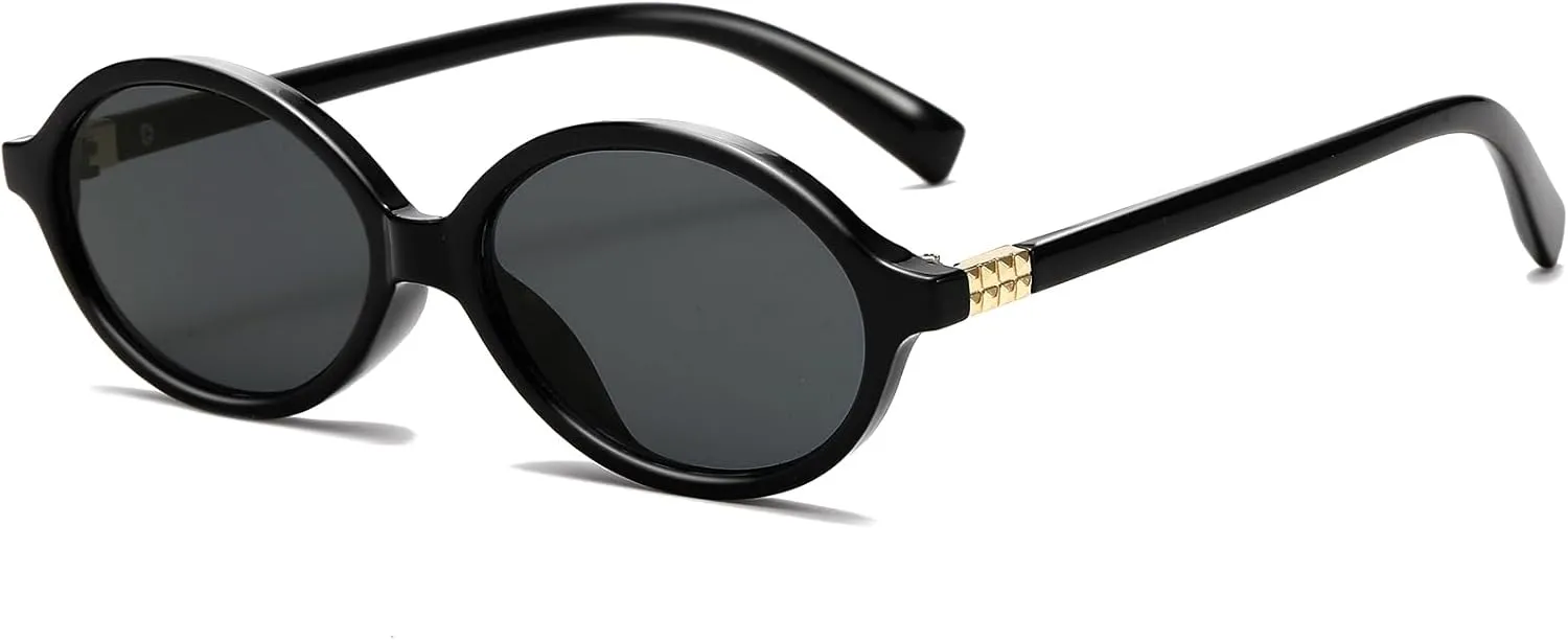 Retro Oval Sunglasses for Women Men Trendy Round Sunnies 90s Vintage Style