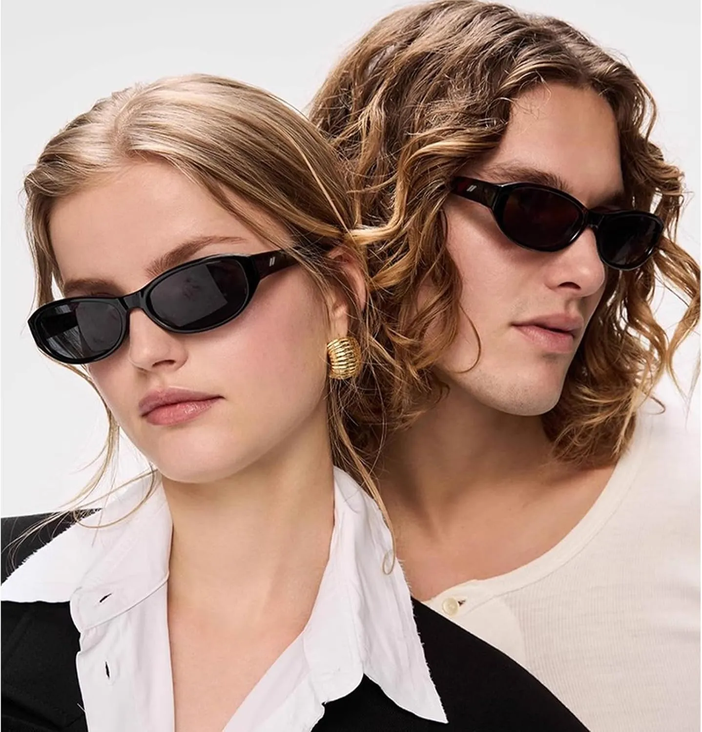 Retro Oval Sunglasses for Women Trendy Cute Womens Small Oval Sunglasses 90s Narrow Cat Eye Shades