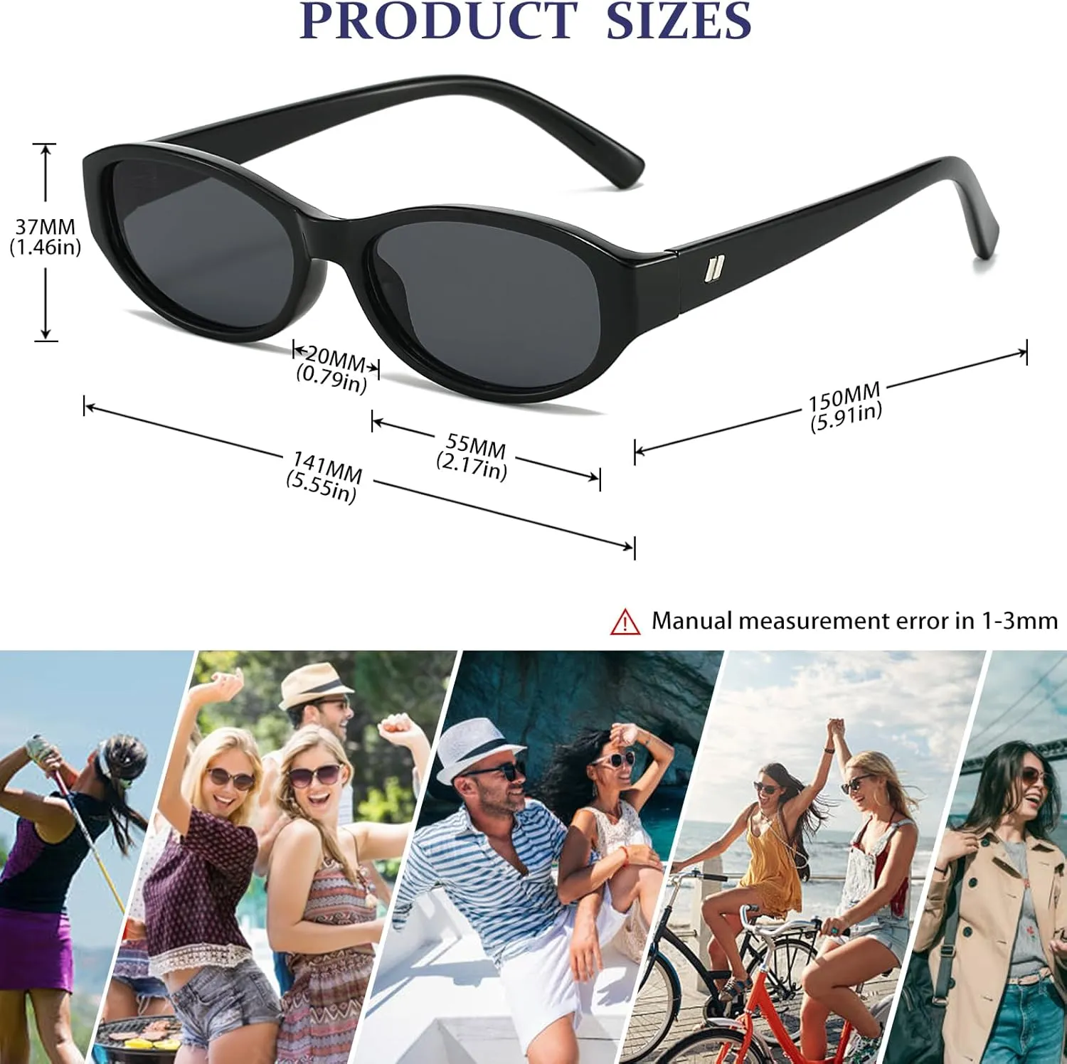 Retro Oval Sunglasses for Women Trendy Cute Womens Small Oval Sunglasses 90s Narrow Cat Eye Shades