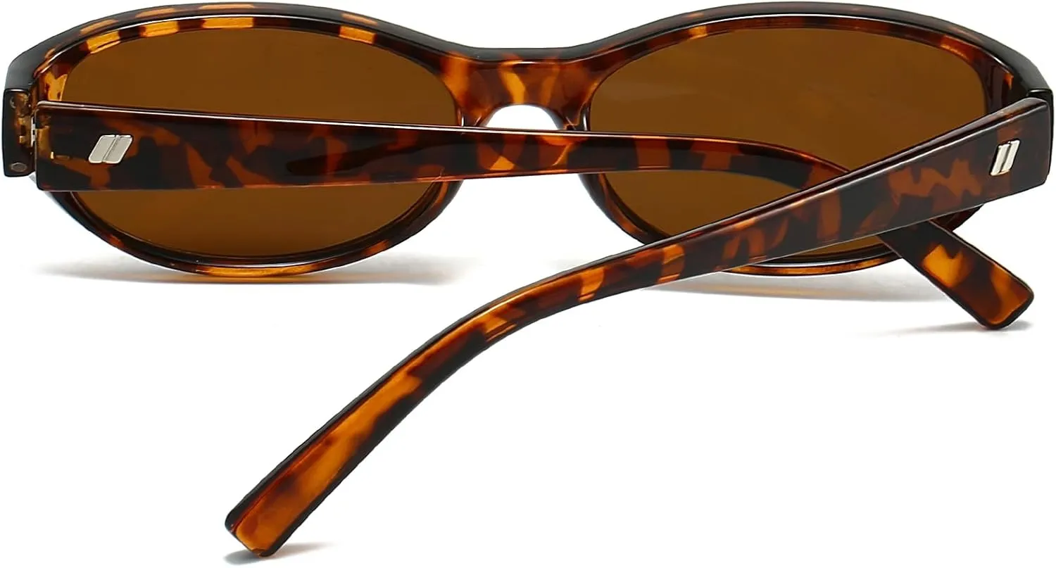 Retro Oval Sunglasses for Women Trendy Cute Womens Small Oval Sunglasses 90s Narrow Cat Eye Shades