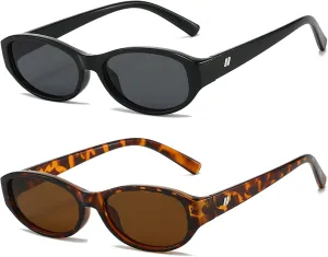 Retro Oval Sunglasses for Women Trendy Cute Womens Small Oval Sunglasses 90s Narrow Cat Eye Shades