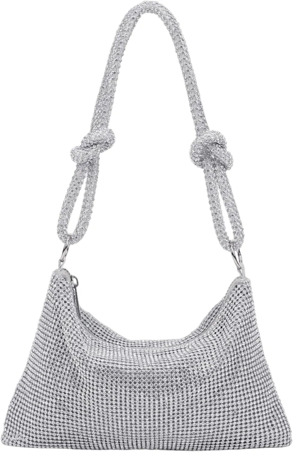 Rhinestone Evening Bag Purse For Women Sparkly Gold Clutch Purses Cross Body Mini Handbags For Women Party Club Wedding Prom Silver