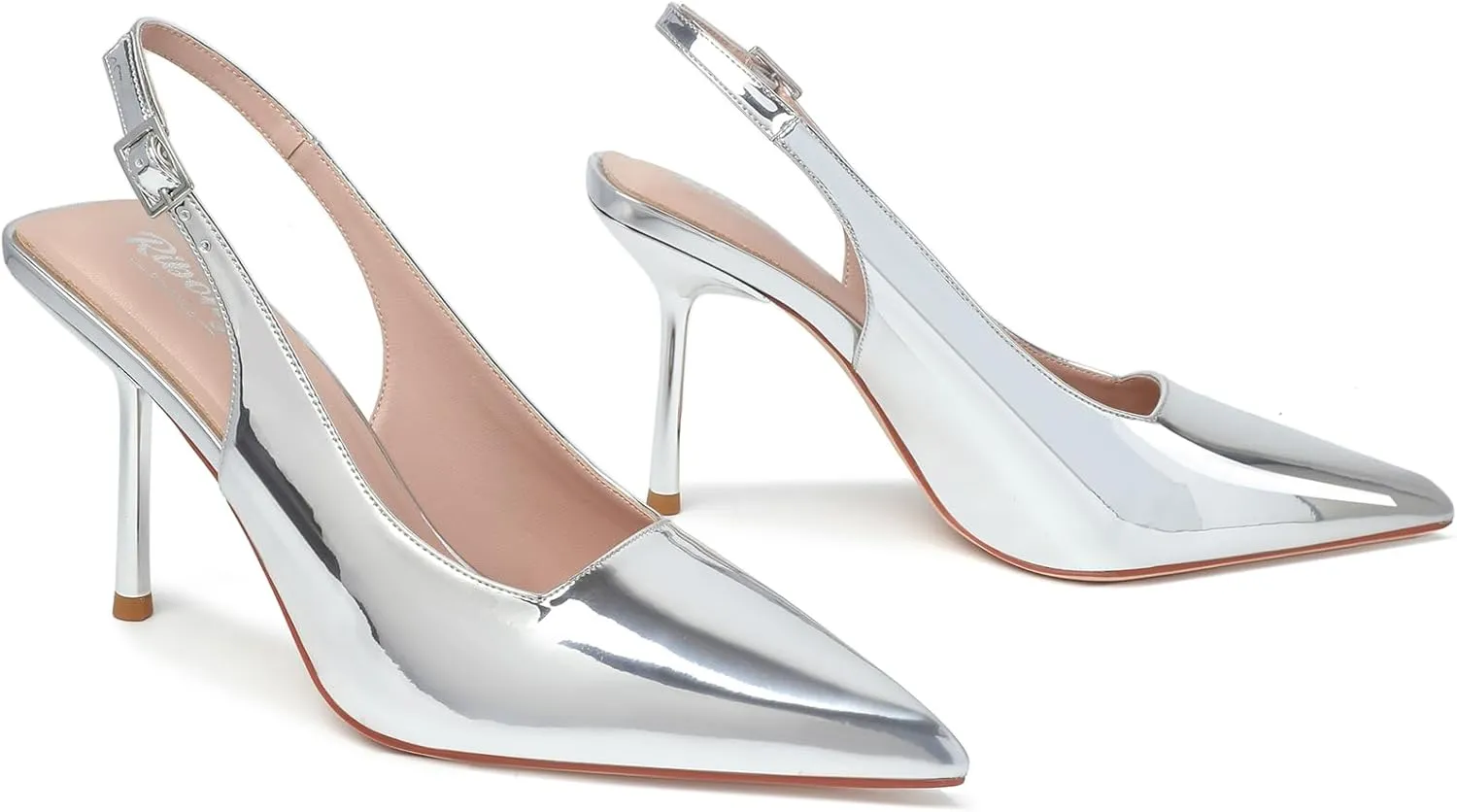 RIBONGZ Sexy Slingback Pumps Elegant Dressy Heels for Women Closed Toe Pointy High Heels Wedding Bride Prom Party Evening Shoes