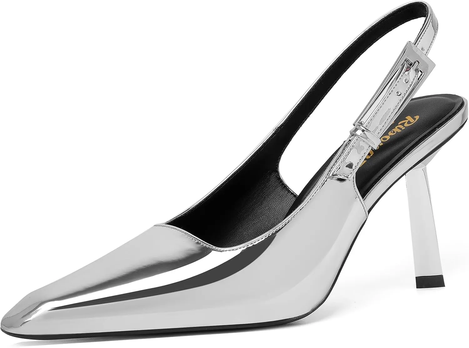 RIBONGZ Slingback Heels for Women Closed Pointed Toe Stiletto High Heels Dress Sexy Pumps Heeled Wedding Bride Prom Party Evening Dressy Shoes
