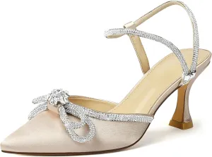 RIBONGZ Women's Wedding Shoes Glitter Sparkly Pointed Toe Strappy High Heels Sexy Ankle Strap Pumps Bridal Party Work Dress Shoes