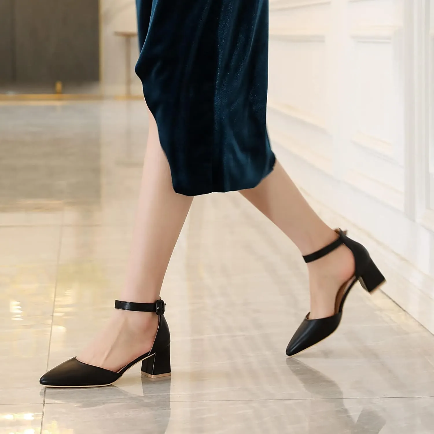 RIBONGZ Women's Wedding Shoes Glitter Sparkly Pointed Toe Strappy High Heels Sexy Ankle Strap Pumps Bridal Party Work Dress Shoes