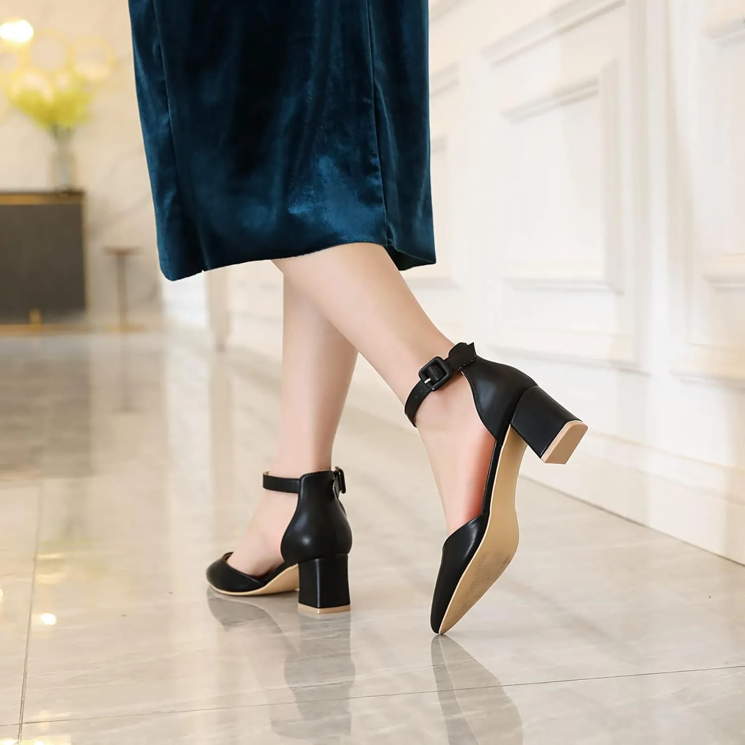 RIBONGZ Women's Wedding Shoes Glitter Sparkly Pointed Toe Strappy High Heels Sexy Ankle Strap Pumps Bridal Party Work Dress Shoes