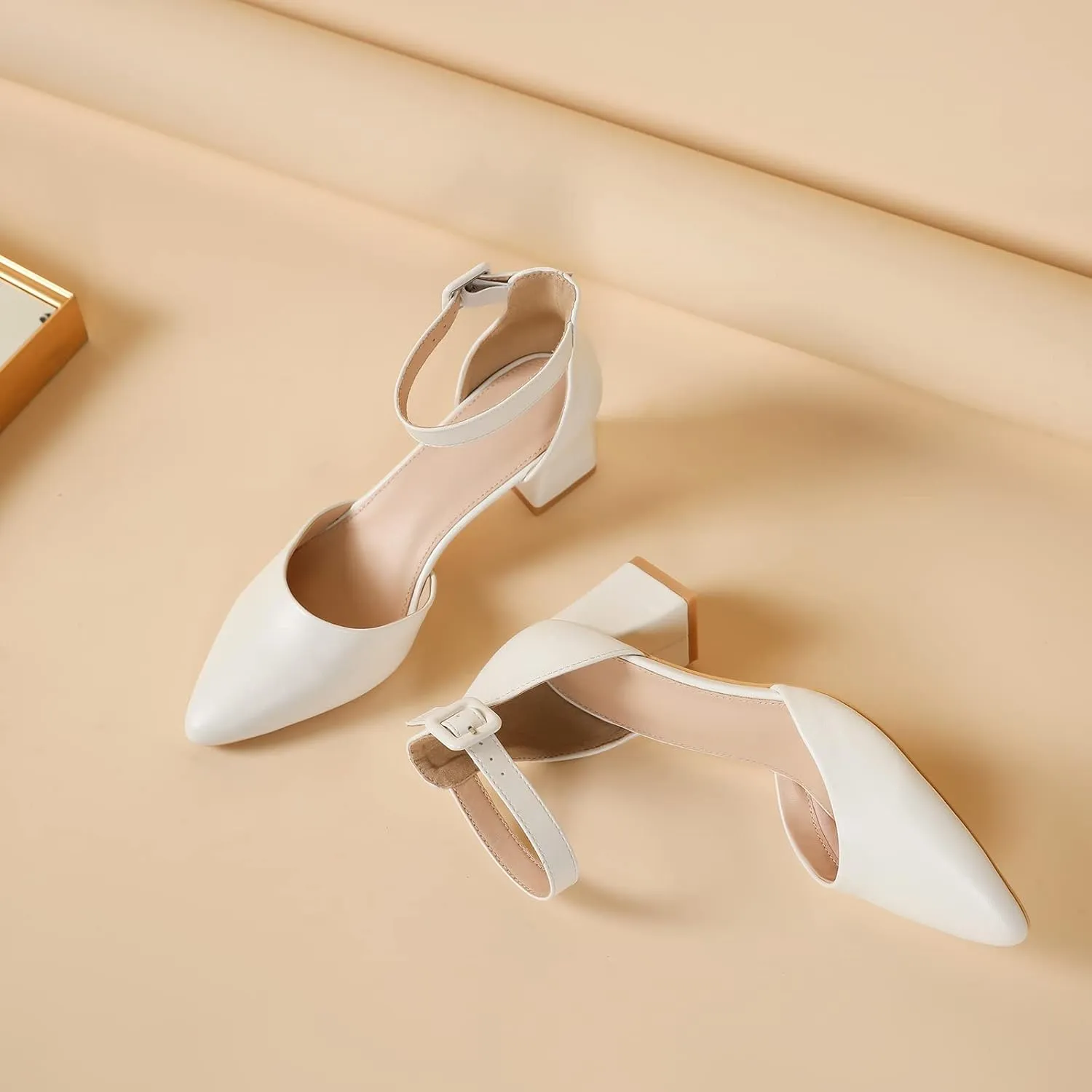RIBONGZ Women's Wedding Shoes Glitter Sparkly Pointed Toe Strappy High Heels Sexy Ankle Strap Pumps Bridal Party Work Dress Shoes