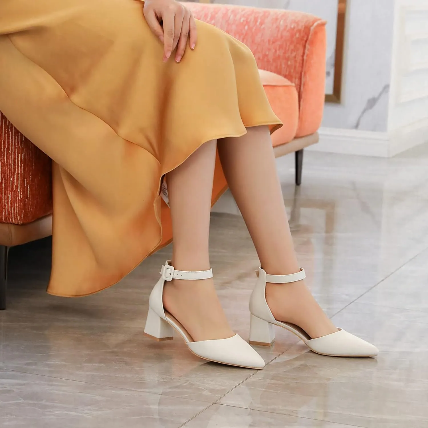 RIBONGZ Women's Wedding Shoes Glitter Sparkly Pointed Toe Strappy High Heels Sexy Ankle Strap Pumps Bridal Party Work Dress Shoes