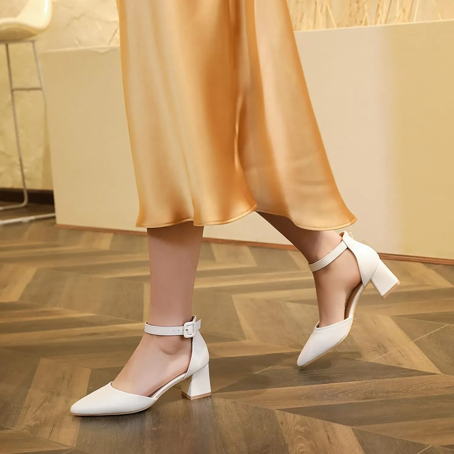 RIBONGZ Women's Wedding Shoes Glitter Sparkly Pointed Toe Strappy High Heels Sexy Ankle Strap Pumps Bridal Party Work Dress Shoes