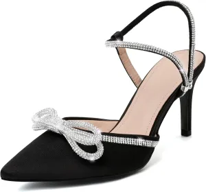 RIBONGZ Women's Wedding Shoes Glitter Sparkly Pointed Toe Strappy High Heels Sexy Ankle Strap Pumps Bridal Party Work Dress Shoes