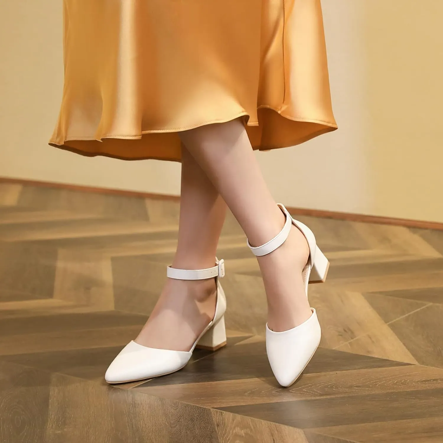 RIBONGZ Women's Wedding Shoes Glitter Sparkly Pointed Toe Strappy High Heels Sexy Ankle Strap Pumps Bridal Party Work Dress Shoes