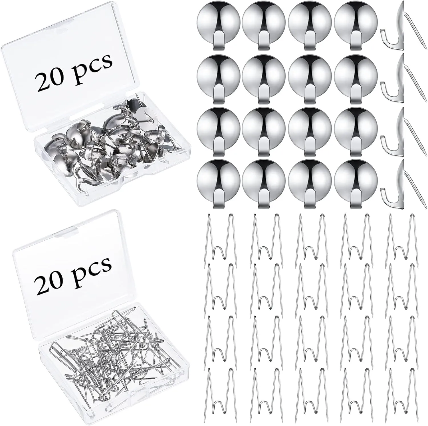 Ripeng 40 Pcs Cubicle Hooks for Fabric Wall, Cubicle Picture Hangers, Fabric Panel Wall Push Pin Hooks Wire Clips Metal Coat Hanger for 20 Lbs Office Kitchen Home Hanging Key Accessories