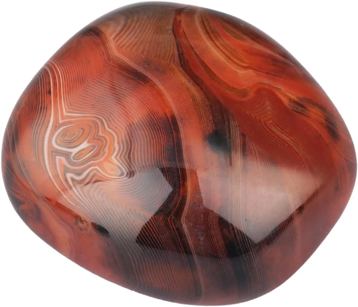 rockcloud Irregular Polished Banded Agate Palm Stones Worry Stones Pebble Healing Crystal with Velvet Bag