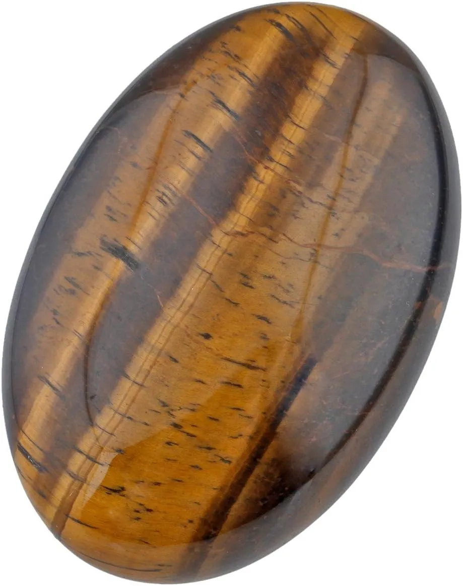 Rockcloud Oval Worry Stones,Palm Pocket Energy Stone,Healing Crystal with Velvet Bag,Tiger's Eye